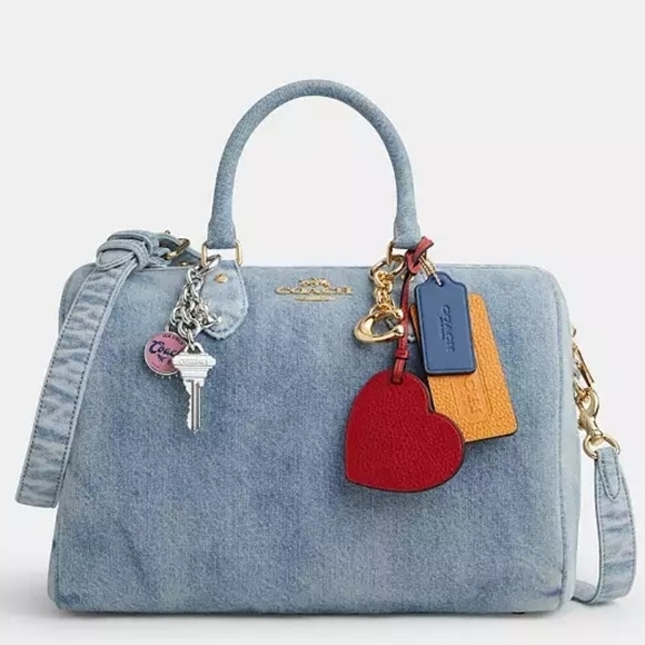 Coach Handbags - FIRM💙Coach LOVED Denim LARGE ROWAN Red Heart Charm💙 NWT 1 LEFT💙 Style CDY75